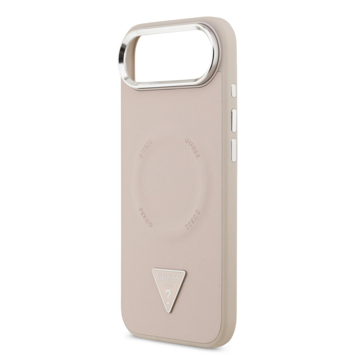 Guess PU Leather Triangle Logo MagSafe Zadní Kryt pro iPhone Air Pink