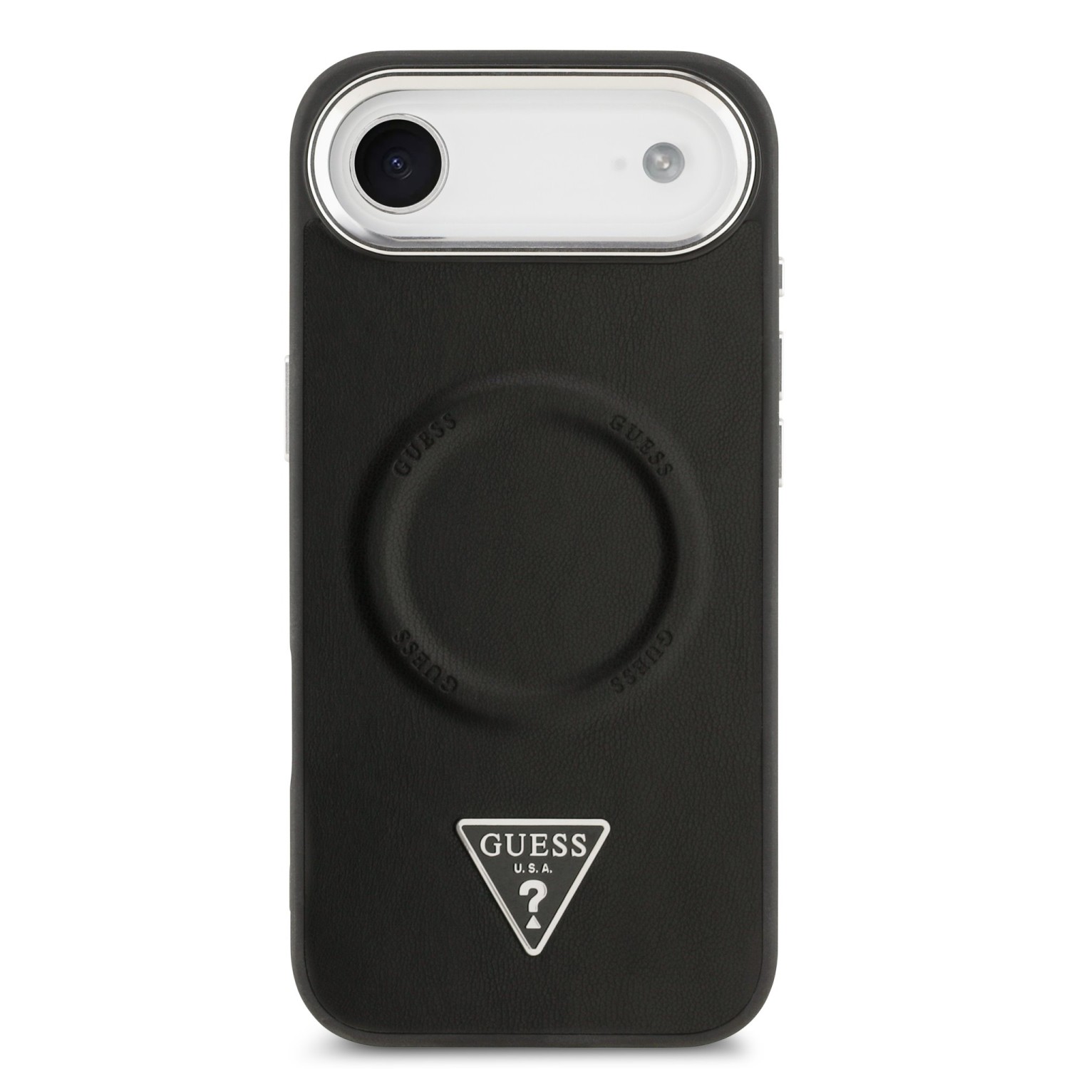 Guess PU Leather Triangle Logo MagSafe Zadní Kryt pro iPhone Air Black