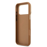 Guess PU Grained 4G Logo Stand Camera Frame Zadní Kryt pro iPhone 17 Pro Max Brown