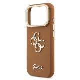 Guess PU Grained 4G Logo Stand Camera Frame Zadní Kryt pro iPhone 17 Pro Brown