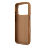 Guess PU Grained 4G Logo Stand Camera Frame Zadní Kryt pro iPhone 17 Pro Brown