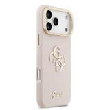 Guess PU Grained 4G Logo Stand Camera Frame Zadní Kryt pro iPhone 17 Pro Max Pink