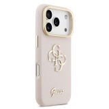 Guess PU Grained 4G Logo Stand Camera Frame Zadní Kryt pro iPhone 17 Pro Pink