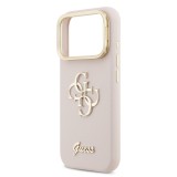 Guess PU Grained 4G Logo Stand Camera Frame Zadní Kryt pro iPhone 17 Pro Pink