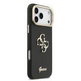 Guess PU Grained 4G Logo Stand Camera Frame Zadní Kryt pro iPhone 17 Pro Max Black