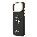 Guess PU Grained 4G Logo Stand Camera Frame Zadní Kryt pro iPhone 17 Pro Max Black