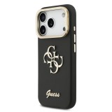 Guess PU Grained 4G Logo Stand Camera Frame Zadní Kryt pro iPhone 17 Pro Black