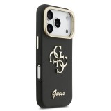 Guess PU Grained 4G Logo Stand Camera Frame Zadní Kryt pro iPhone 17 Pro Black