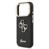 Guess PU Grained 4G Logo Stand Camera Frame Zadní Kryt pro iPhone 17 Pro Black