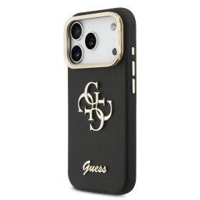 Zadný kryt Guess PU Grained 4G Logo Stand Camera Frame pre Apple iPhone 17 Pro, čierna