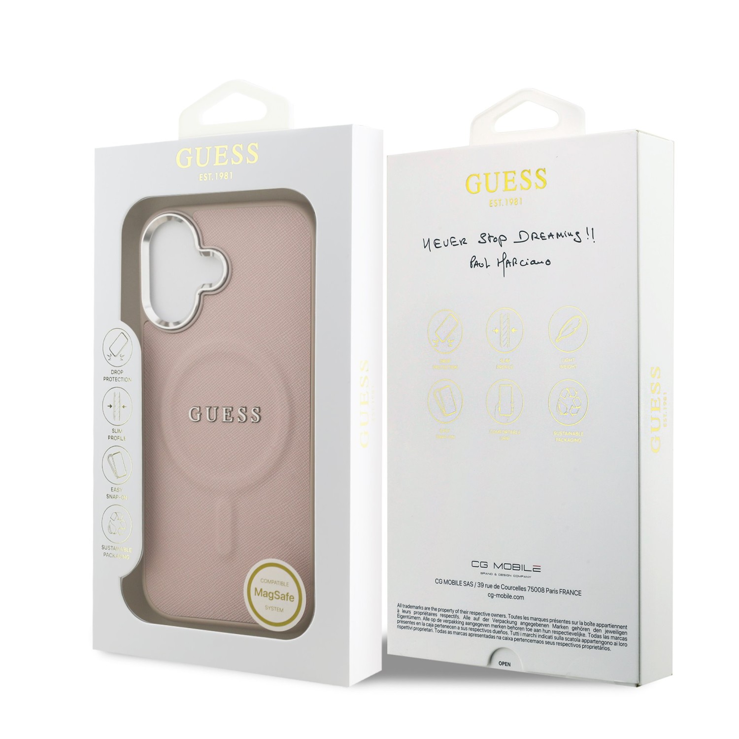 Guess PU Saffiano MagSafe Zadní Kryt pro iPhone 17 Pink