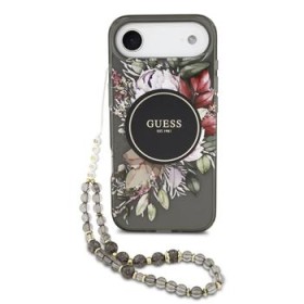 Zadný kryt Guess IML Flowers Strap MagSafe pre Apple iPhone Air, čierna