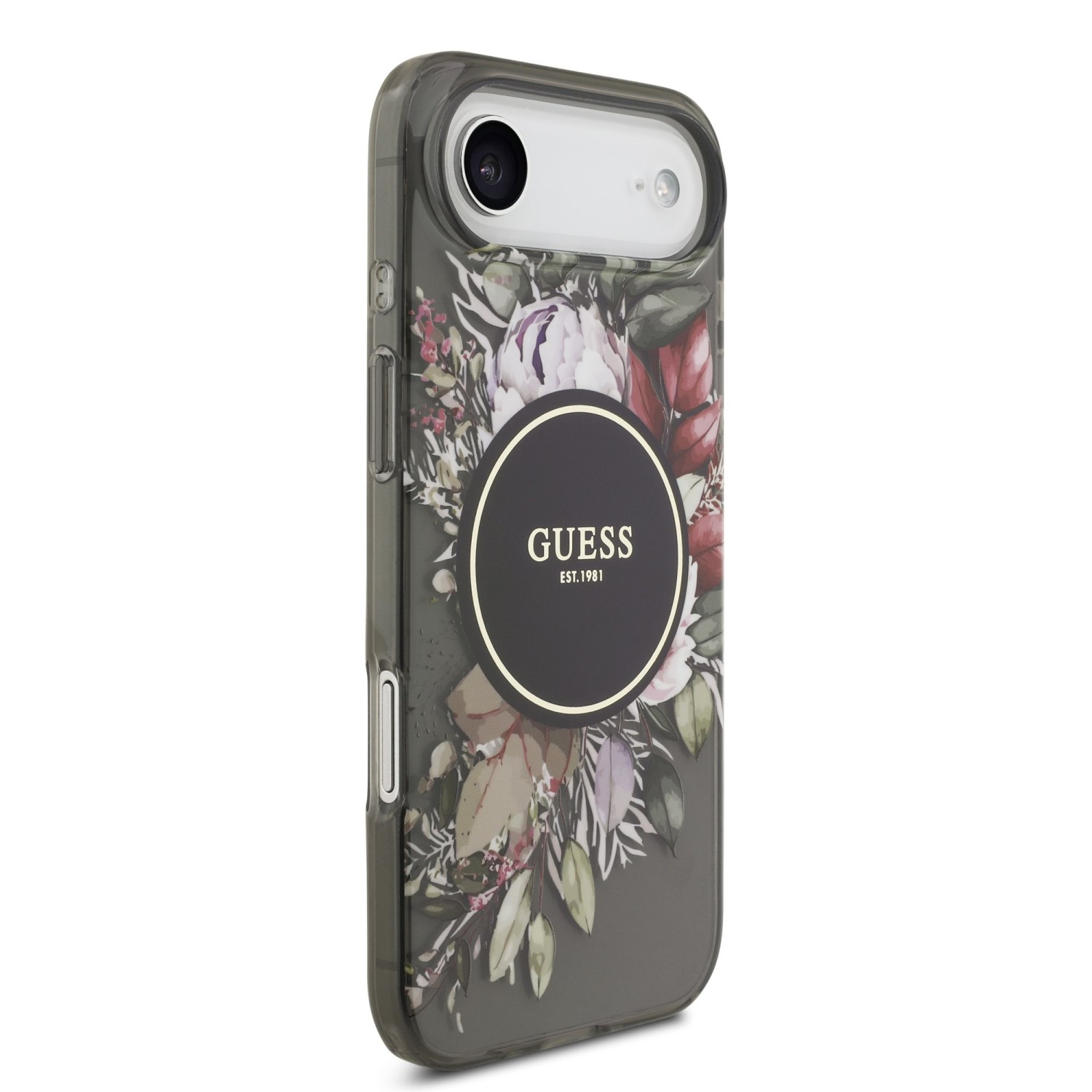 Guess IML Flowers Strap MagSafe Zadní Kryt pro iPhone Air Black