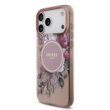 Guess IML Flowers Strap MagSafe Zadní Kryt pro iPhone 17 Pro Max Pink