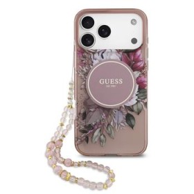 Zadný kryt Guess IML Flowers Strap MagSafe pre Apple iPhone 17 Pro Max, ružová