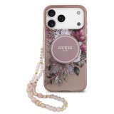 Zadní kryt Guess IML Flowers Strap MagSafe pro Apple iPhone Air, růžová
