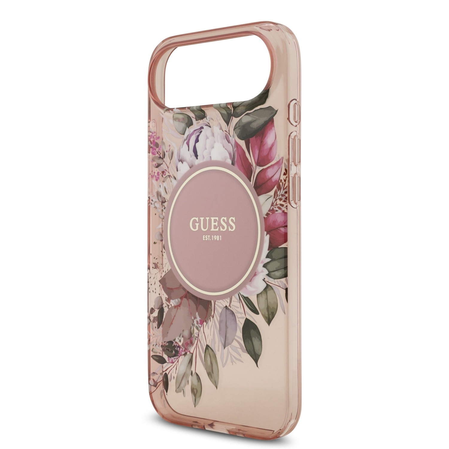 Guess IML Flowers Strap MagSafe Zadní Kryt pro iPhone Air Pink