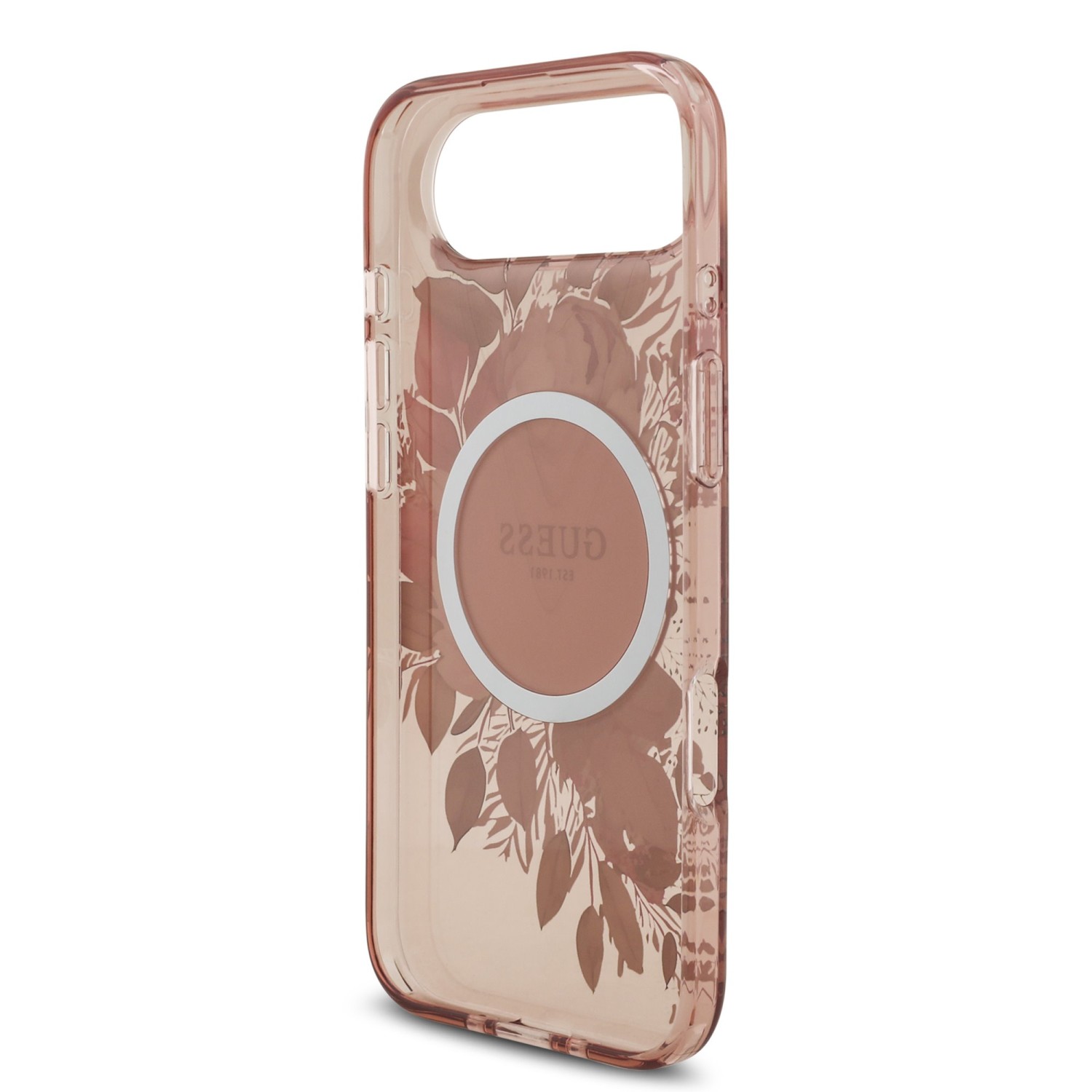 Guess IML Flowers Strap MagSafe Zadní Kryt pro iPhone Air Pink