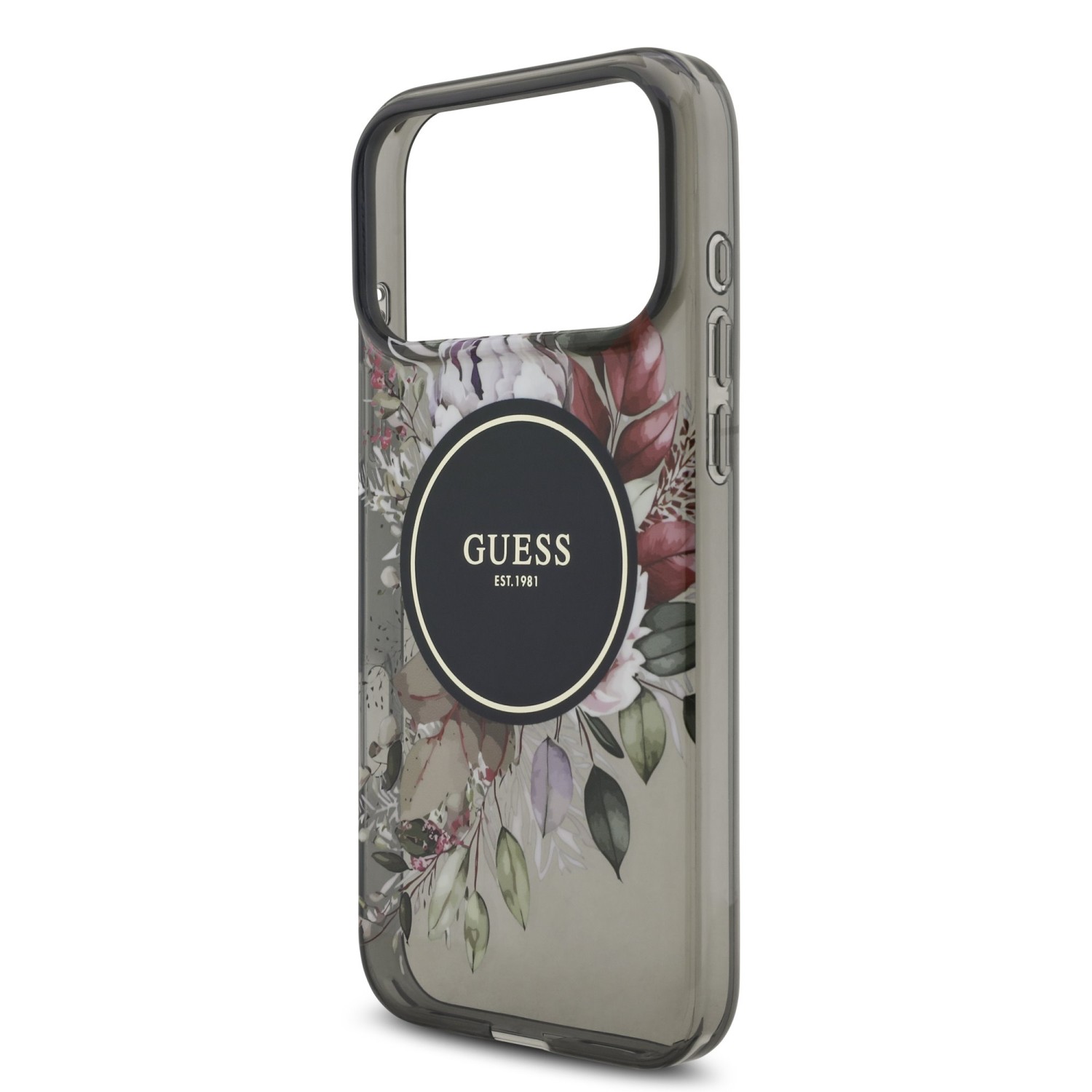 Guess IML Flowers Strap MagSafe Zadní Kryt pro iPhone 17 Pro Max Black