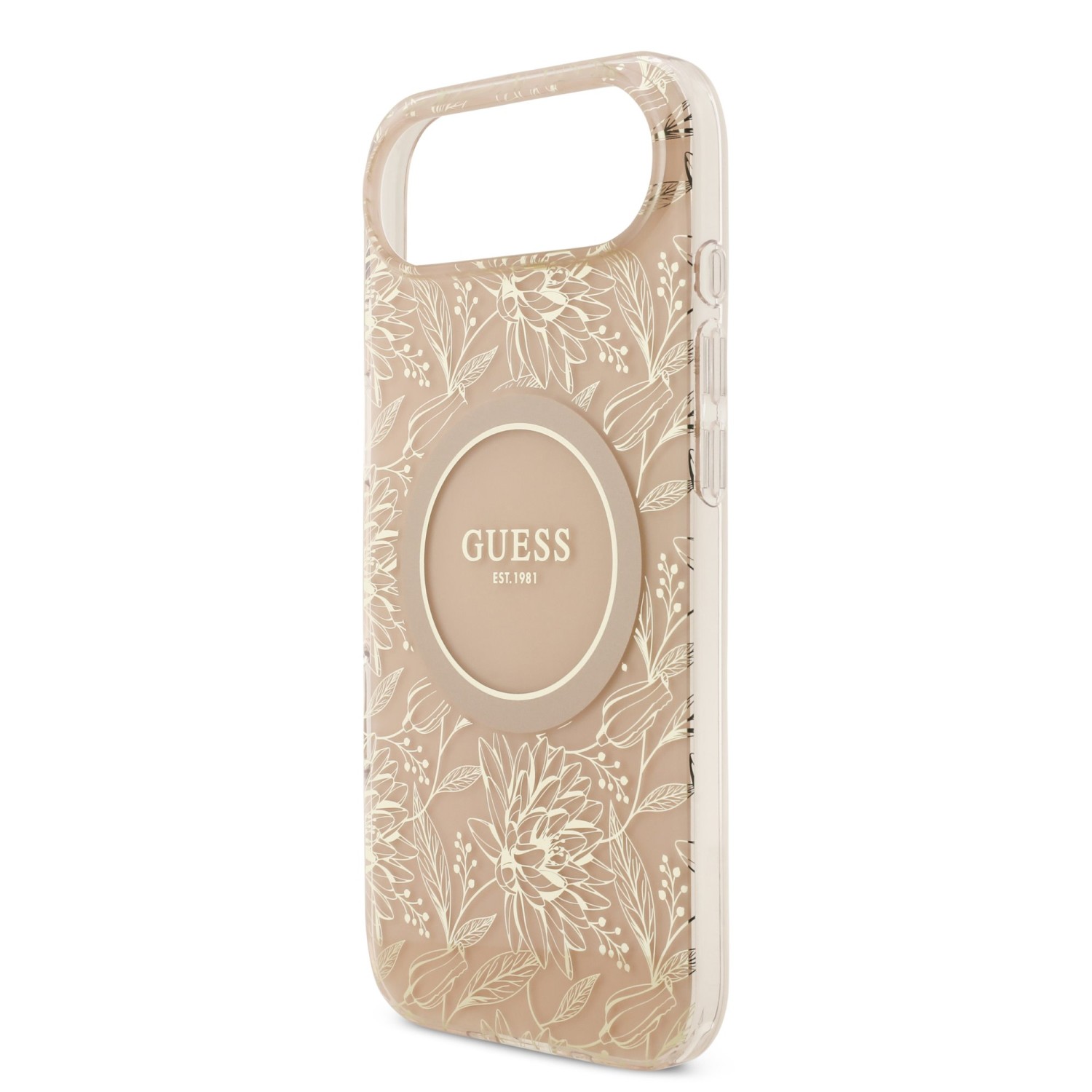 Guess IML Flowers Allover Strap MagSafe Zadní Kryt pro iPhone Air Pink