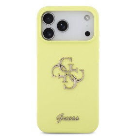 Zadný kryt Guess Liquid Silicone 4G Metal Logo pre Apple iPhone 17 Pro Max, žltá