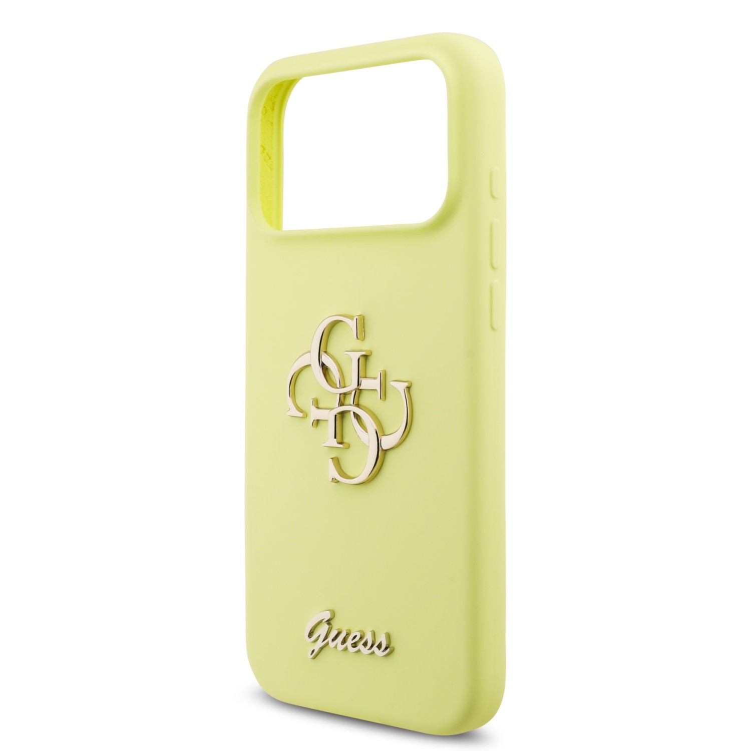 Guess Liquid Silicone 4G Metal Logo Zadní Kryt pro iPhone 17 Pro Max Yellow