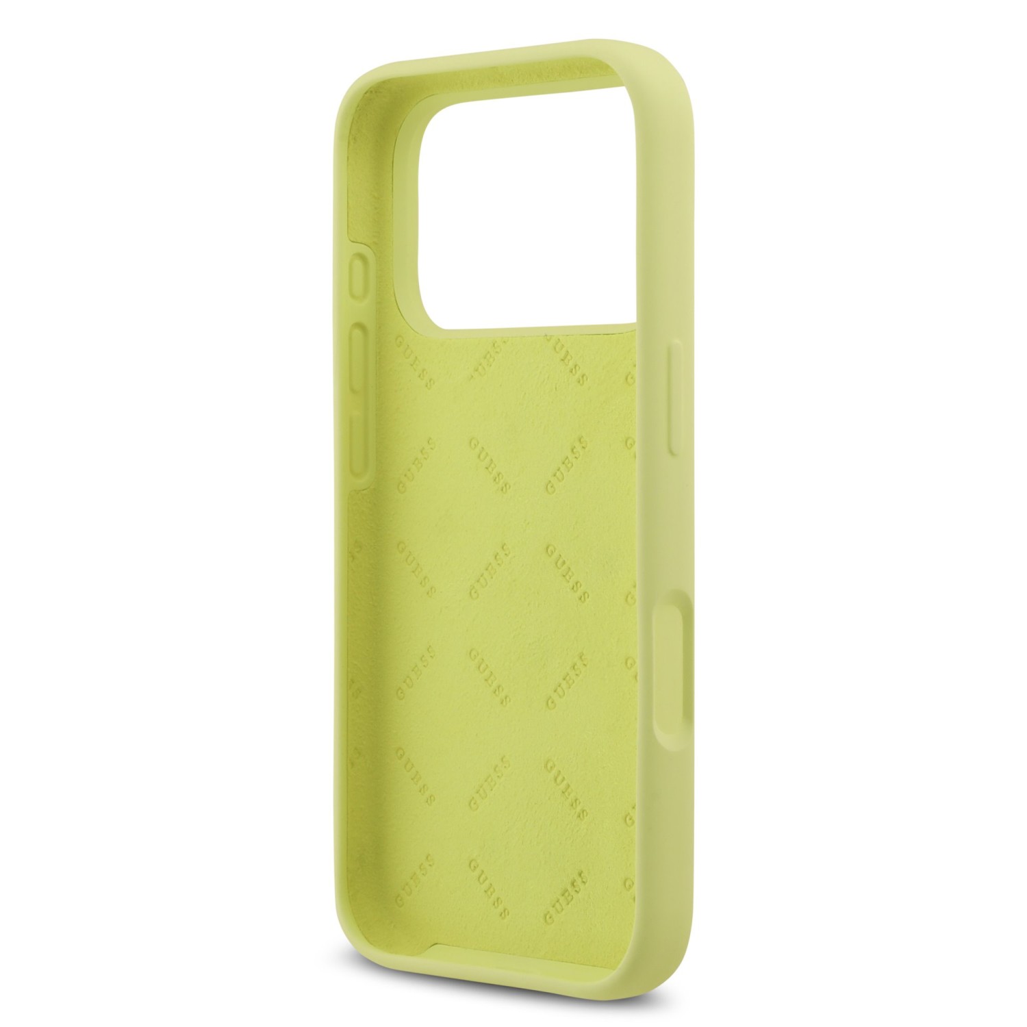 Guess Liquid Silicone 4G Metal Logo Zadní Kryt pro iPhone 17 Pro Yellow