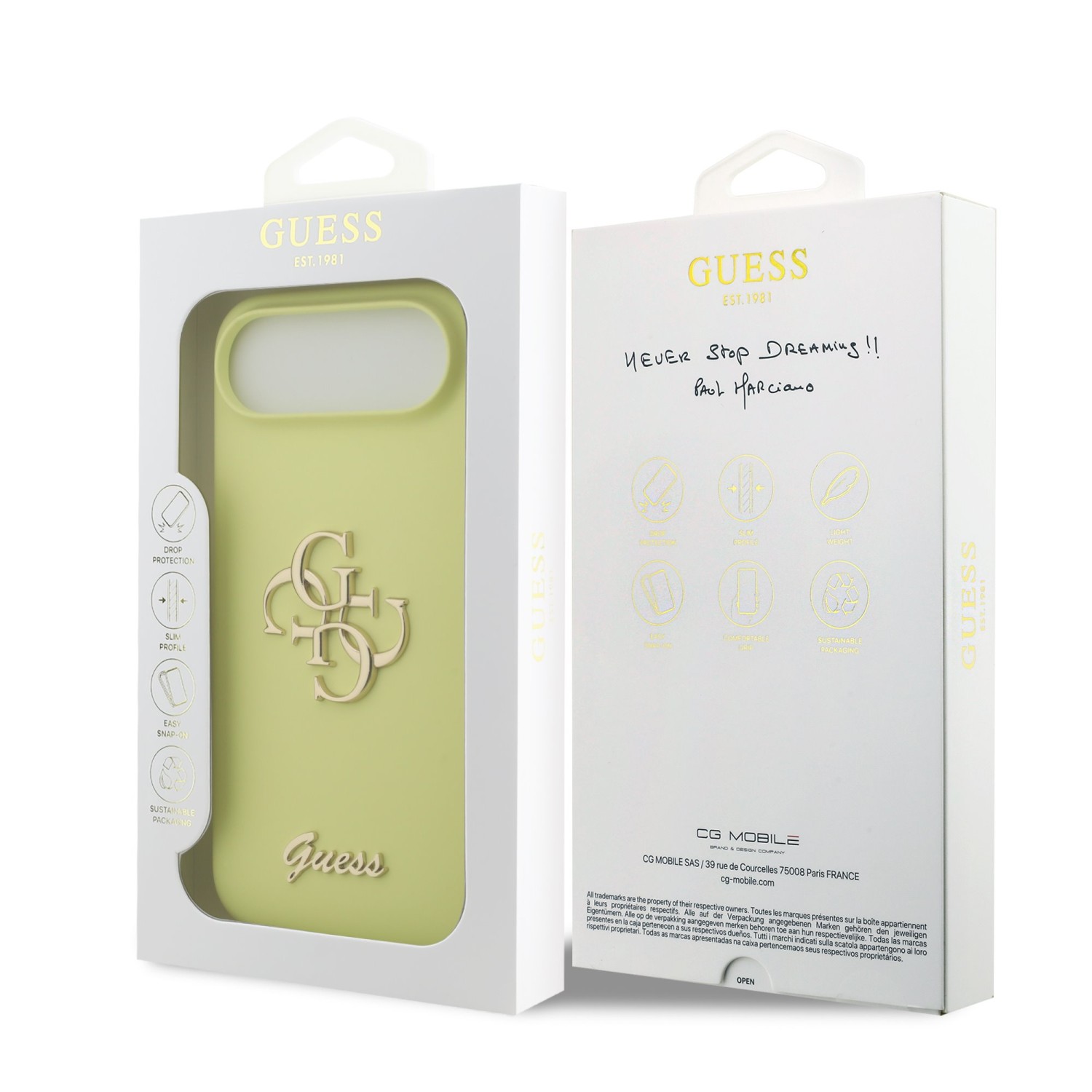 Guess Liquid Silicone 4G Metal Logo Zadní Kryt pro iPhone Air Yellow