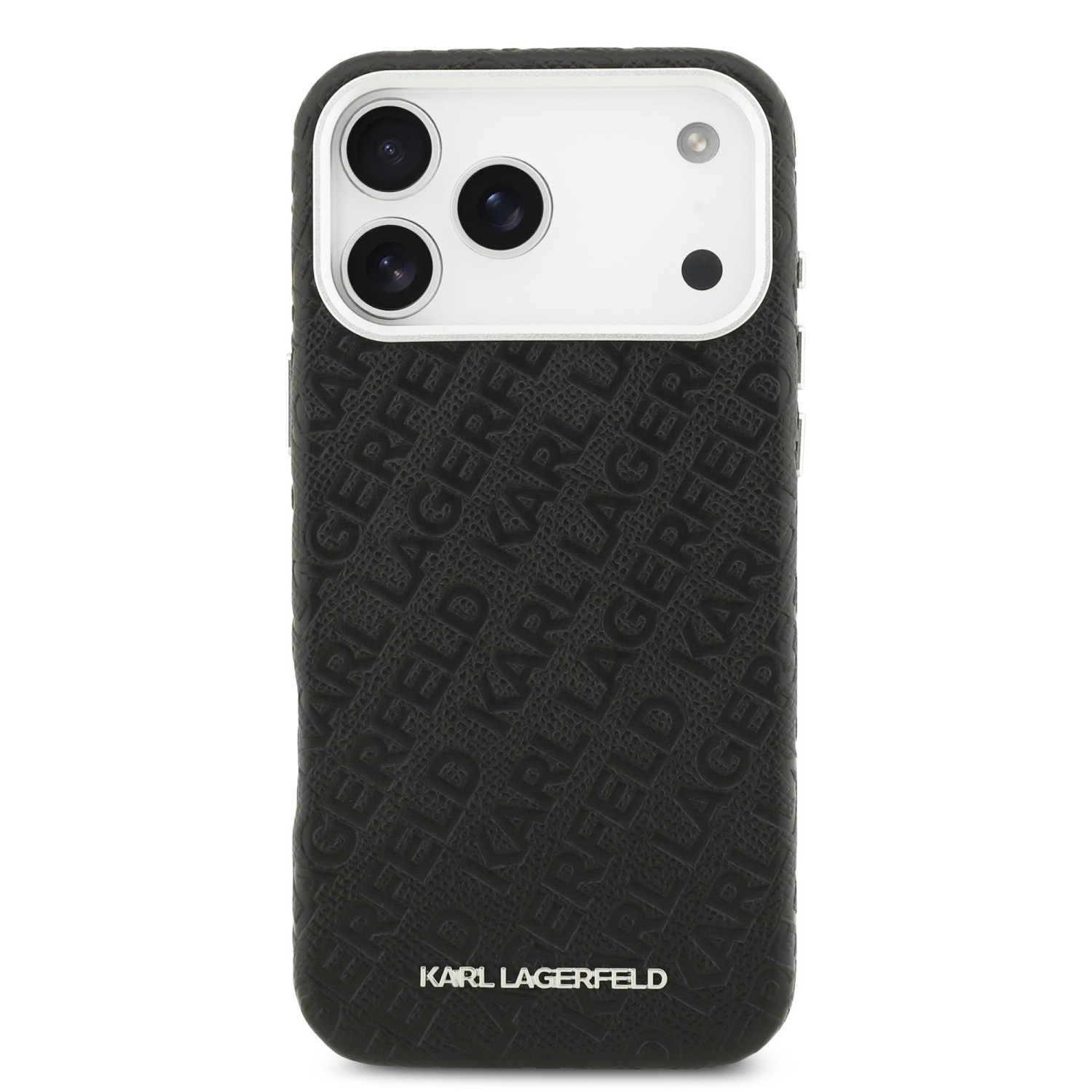 Karl Lagerfeld Grained PU Repeated Logo MagSafe Zadní Kryt pro iPhone 17 Pro Max Black