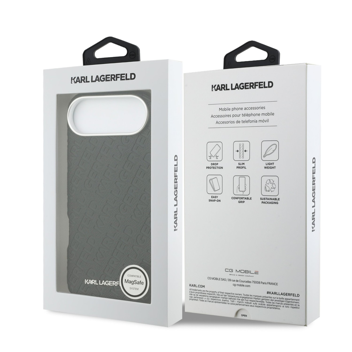 Karl Lagerfeld Grained PU Repeated Logo MagSafe Zadní Kryt pro iPhone Air Black