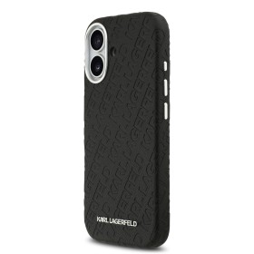 Zadný kryt Karl Lagerfeld Grained PU Repeated Logo MagSafe pre Apple iPhone 17, čierna