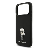 Karl Lagerfeld Liquid Silicone Metal Ikonik Zadní Kryt pro iPhone 17 Pro Max Black