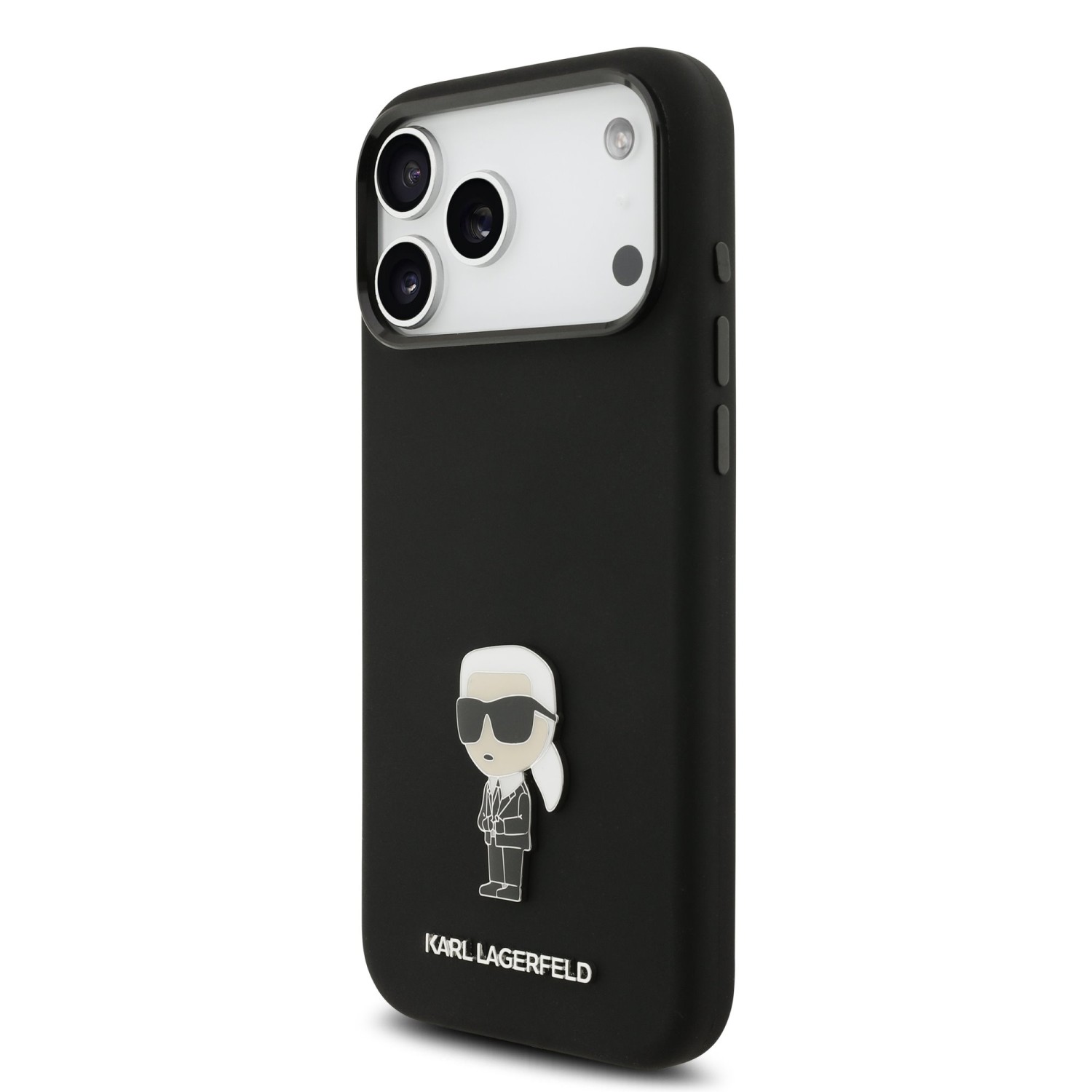 Karl Lagerfeld Liquid Silicone Metal Ikonik Zadní Kryt pro iPhone 17 Pro Max Black