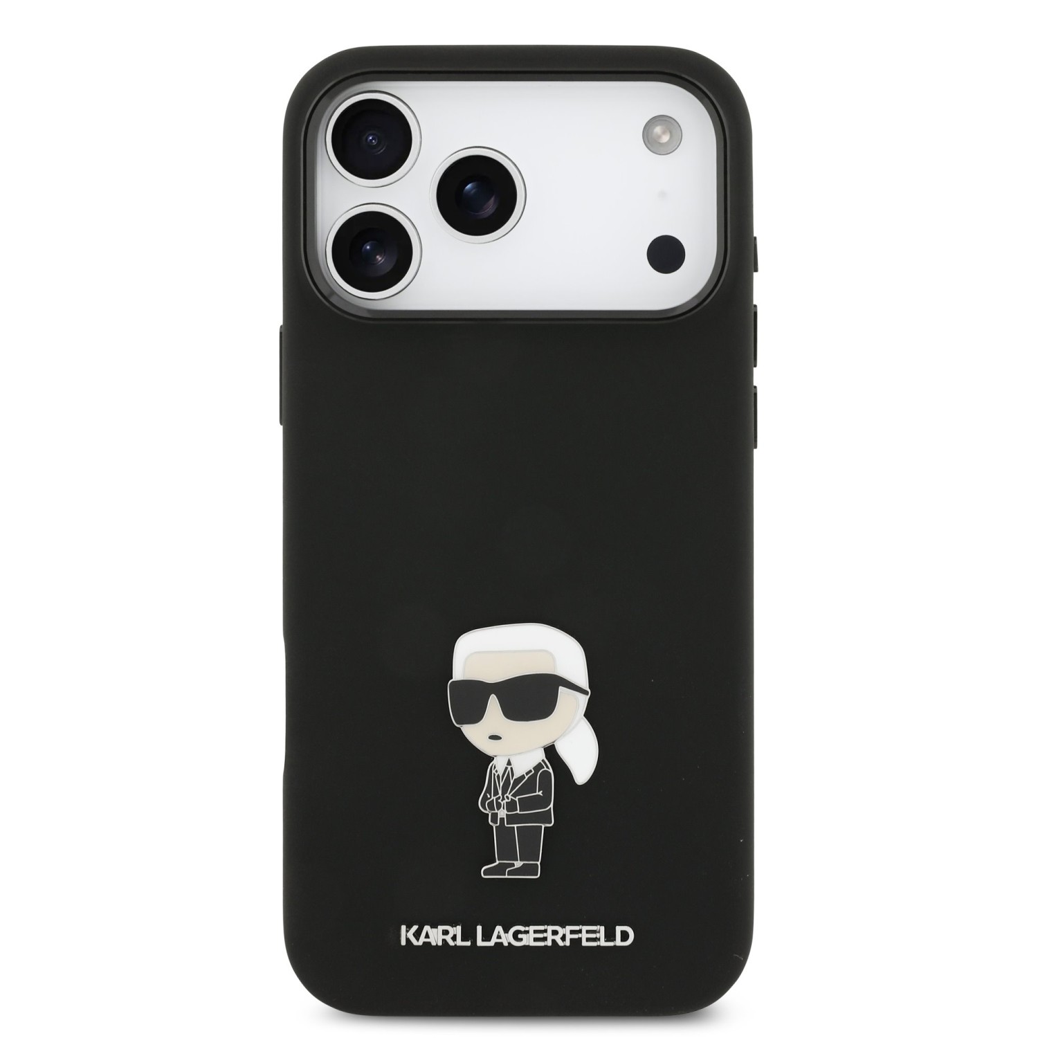 Karl Lagerfeld Liquid Silicone Metal Ikonik Zadní Kryt pro iPhone 17 Pro Max Black