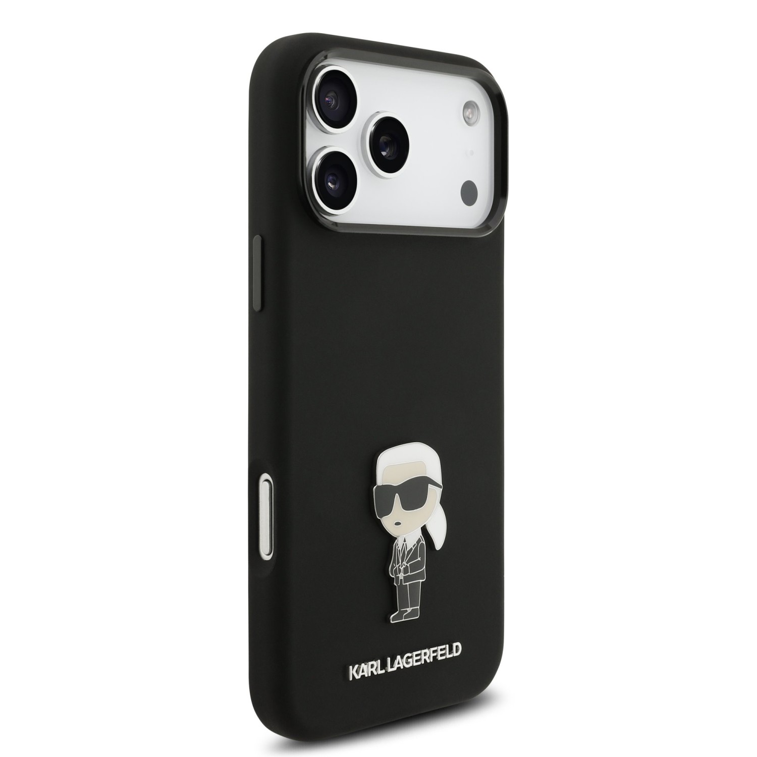 Karl Lagerfeld Liquid Silicone Metal Ikonik Zadní Kryt pro iPhone 17 Pro Max Black