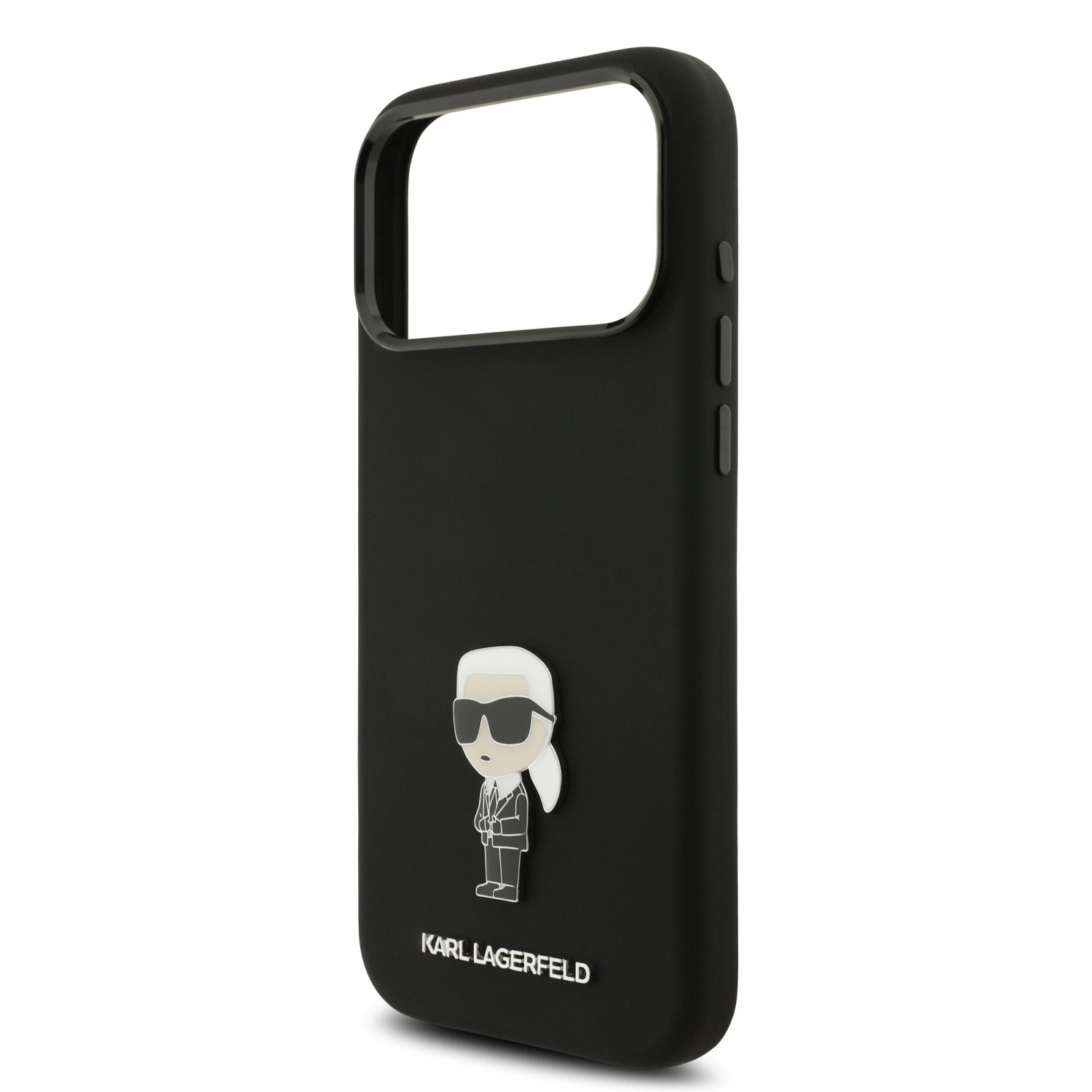 Karl Lagerfeld Liquid Silicone Metal Ikonik Zadní Kryt pro iPhone 17 Pro Max Black
