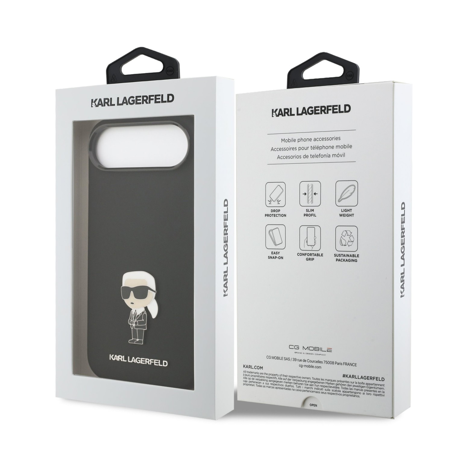 Karl Lagerfeld Liquid Silicone Metal Ikonik Zadní Kryt pro iPhone Air Black