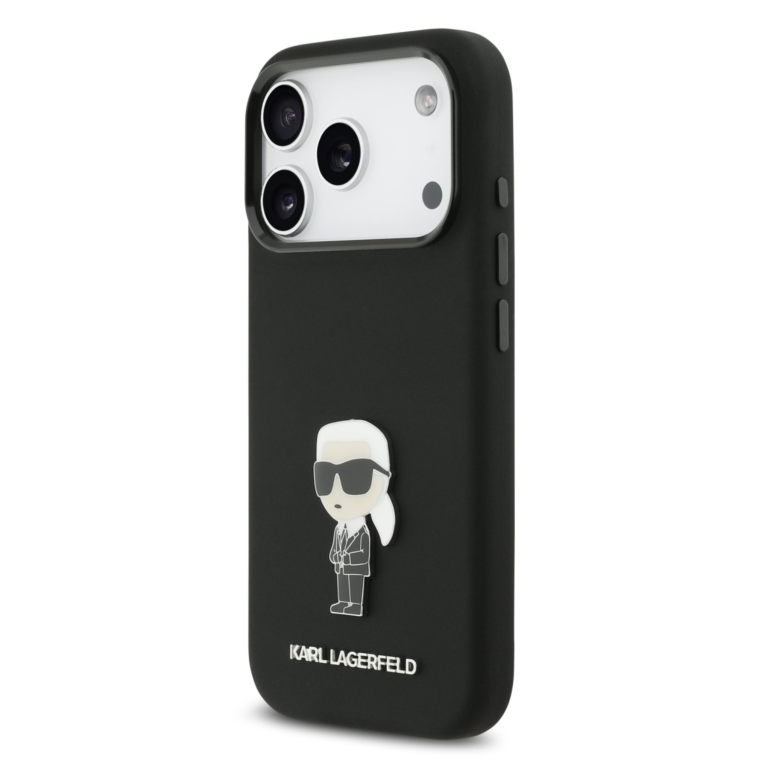 Karl Lagerfeld Liquid Silicone Metal Ikonik Zadní Kryt pro iPhone 17 Pro Black