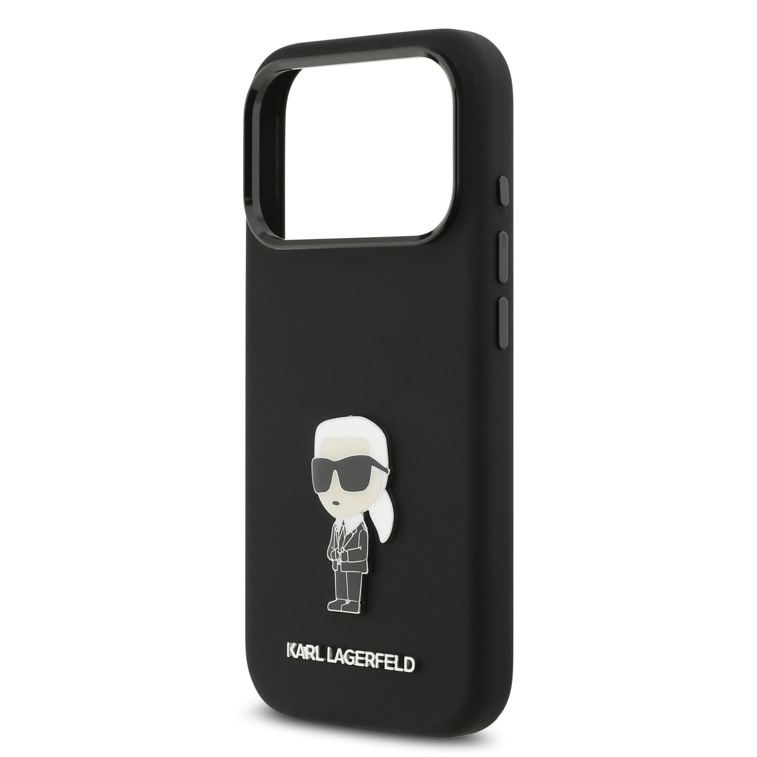 Karl Lagerfeld Liquid Silicone Metal Ikonik Zadní Kryt pro iPhone 17 Pro Black