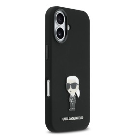 Zadný kryt Karl Lagerfeld Liquid Silicone Metal Ikonik pre Apple iPhone 17, čierna
