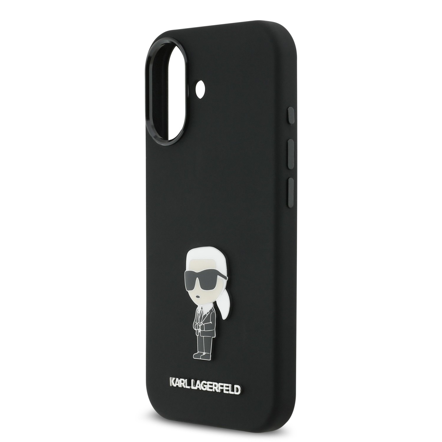 Karl Lagerfeld Liquid Silicone Metal Ikonik Zadní Kryt pro iPhone 17 Black