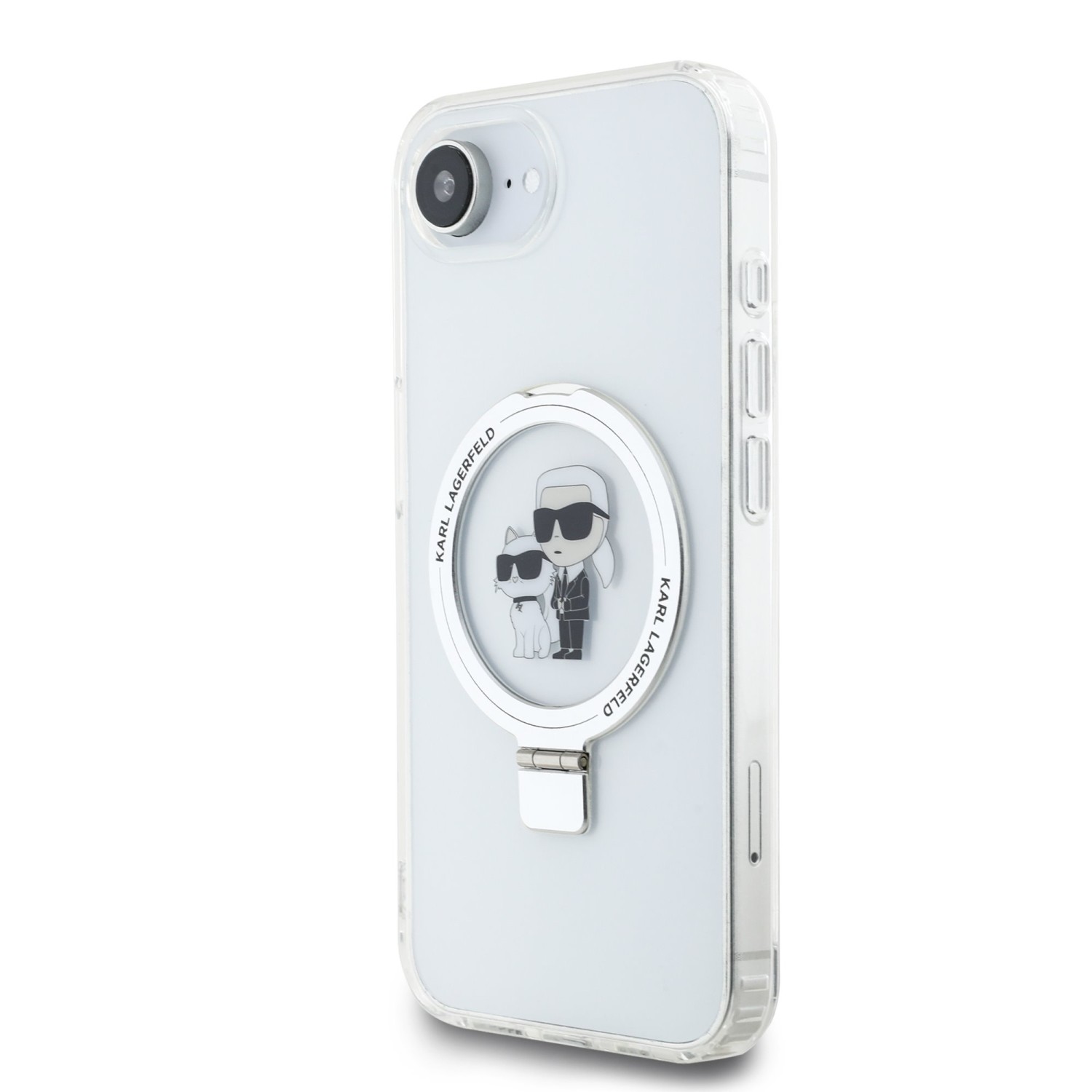 Karl Lagerfeld Ringstand Karl and Choupette MagSafe Zadní Kryt pro iPhone 16e White