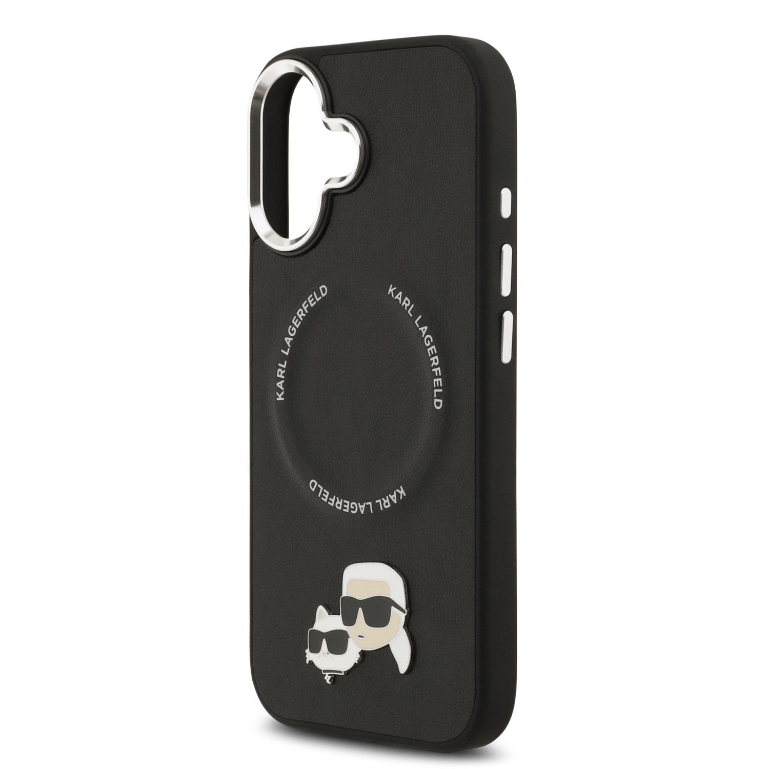 Karl Lagerfeld PU Karl and Choupette Heads Pins MagSafe Zadní Kryt pro iPhone 17 Black