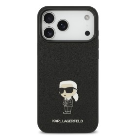Zadný kryt Karl Lagerfeld Fixed Glitter Metal Ikonik pre Apple iPhone 17 Pro Max, čierna