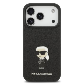 Zadný kryt Karl Lagerfeld Fixed Glitter Metal Ikonik pre Apple iPhone 17 Pro, čierna