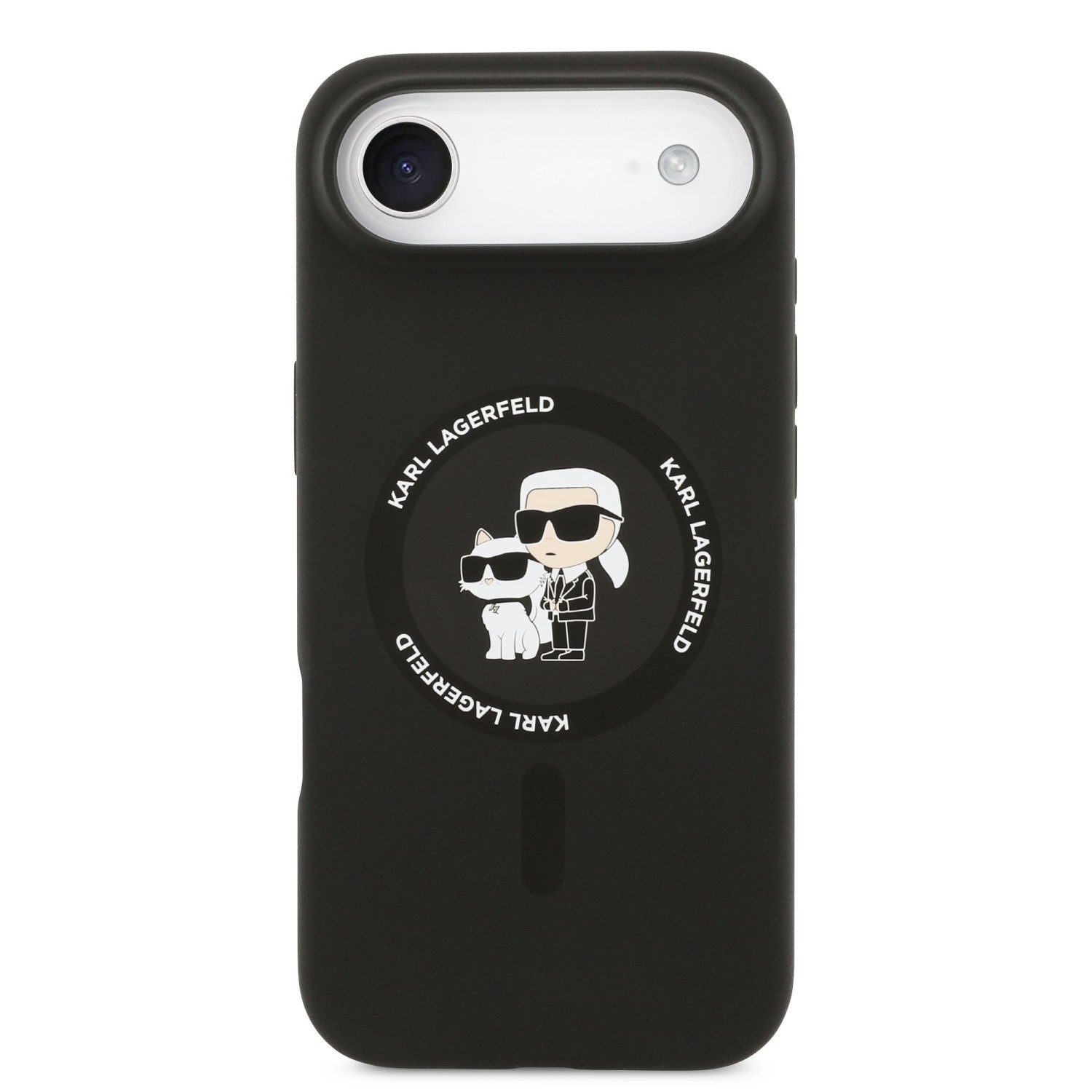 Karl Lagerfeld Liquid Silicone Karl and Choupette MagSafe Zadní Kryt pro iPhone Air Black