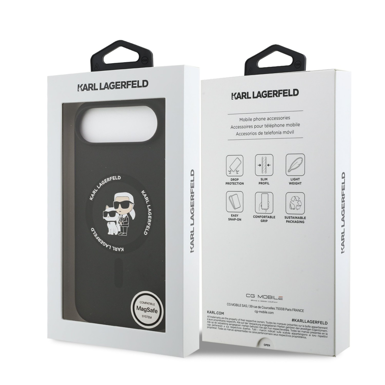 Karl Lagerfeld Liquid Silicone Karl and Choupette MagSafe Zadní Kryt pro iPhone Air Black