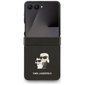 Zadný kryt Karl Lagerfeld PU Saffiano Karl and Choupette pre Samsung Galaxy Z Flip7, čierna