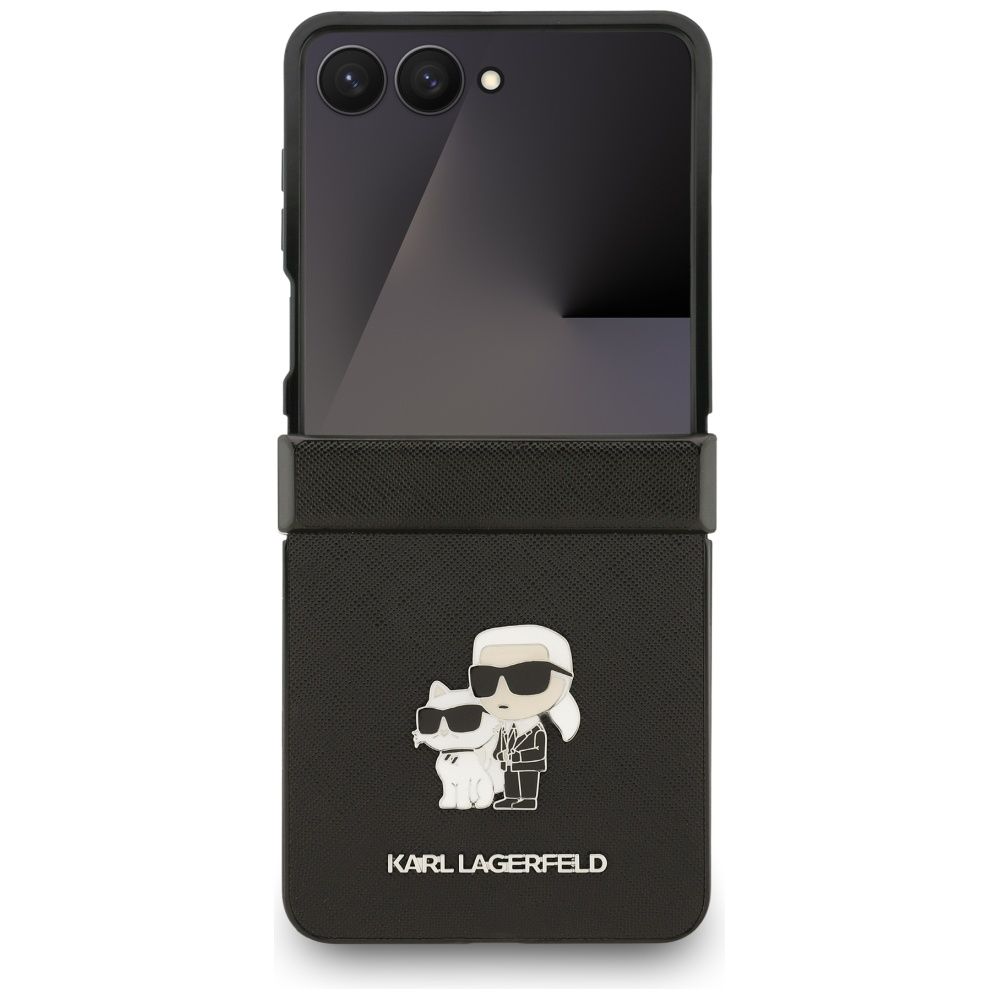 Karl Lagerfeld PU Saffiano Karl and Choupette Zadní Kryt pro Samsung Galaxy Z Flip 7 Black