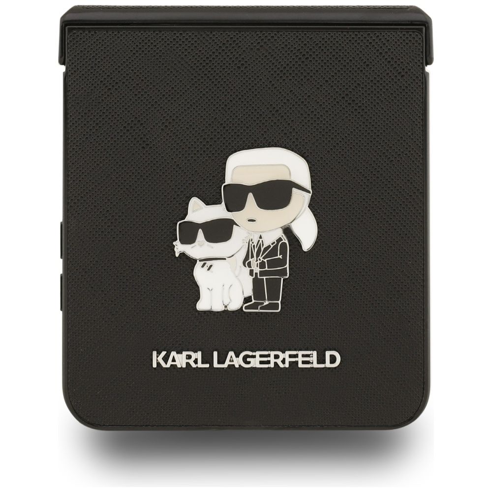Karl Lagerfeld PU Saffiano Karl and Choupette Zadní Kryt pro Samsung Galaxy Z Flip 7 Black